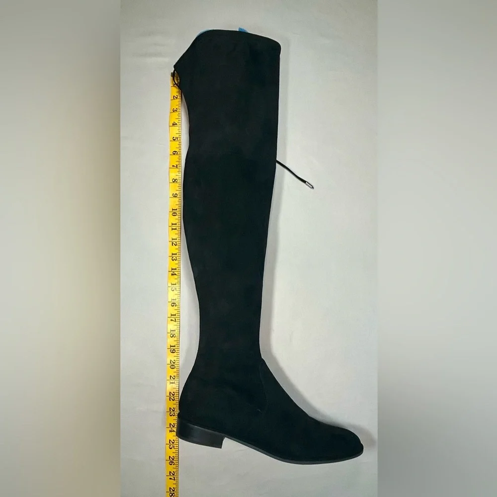 Marc Fisher Over The Knee Boots Faux Suede Black Womens 9.5 Low Heel Round Toe